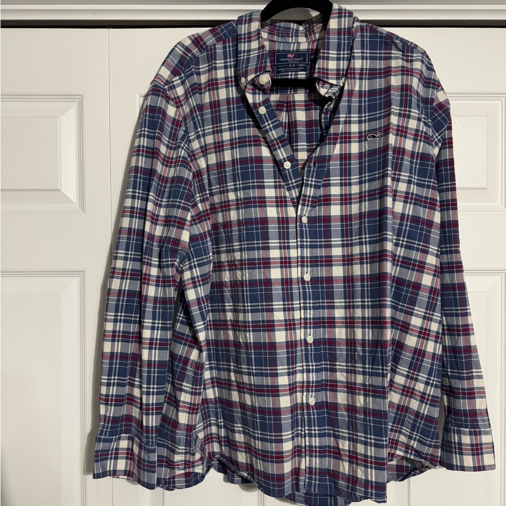 Vineyard Vines Men's Plaid Button-Up Shirt - Red, White, Blue
